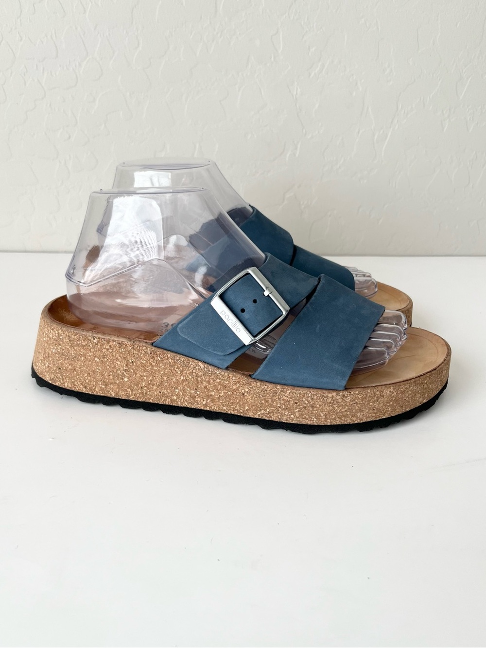 Birkenstock Papillio Almina Two-Strap Slide leather Sandals blue 39 US8 - Picture 4 of 12